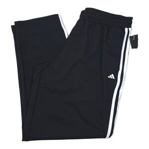 Adidas Mens Golf Track Pants Large Pockets Drawstring Black with White Stripe